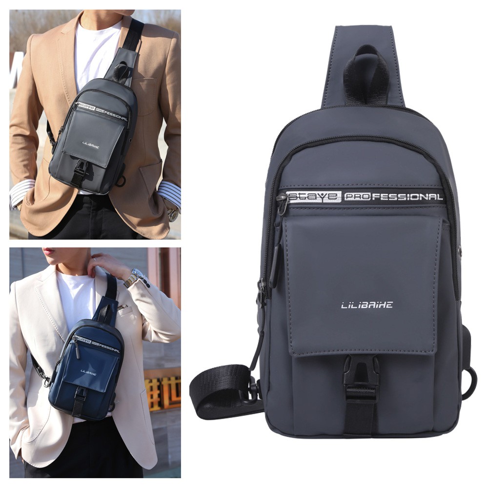 Túi đeo chéo nam vải Polyester cao cấp kháng nước, tích hợp cổng sạc USB tiện dụng