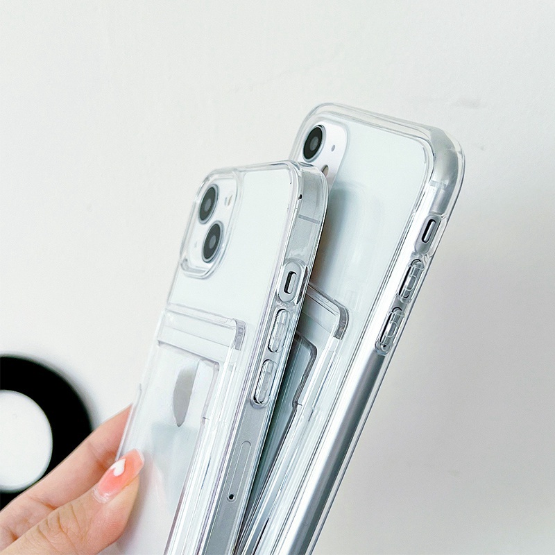 Ốp điện thoại TPU mềm trong suốt có ví đựng thẻ DIY cho iPhone 13 12 11 Pro Max Mini XR XS Max X 8 7 6 6s Plus SE 2020