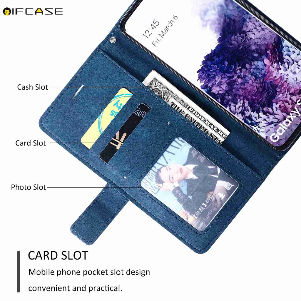 Bao da điện thoại nắp lật dạng ví đơn giản có ngăn đựng thẻ chuyên dụng cho Samsung Galaxy A12 A42 5G A02s