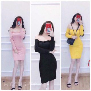 ĐẦM TRỄ VAI TAY DÀI CHẤT THUN GÂN BAO XINH MIDORI247
