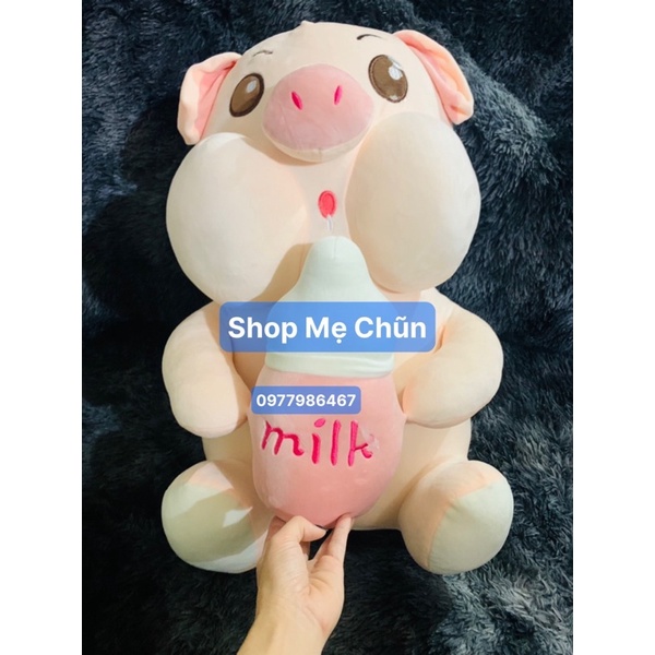 Gấu Bông Heo và HỔ Ôm Bình Sữa Size 80cm Siêu To, Heo Milk Lợn Nhồi Bông Chất Liệu Vải Mịn Cao Cấp Mẹ Chũn Bedding