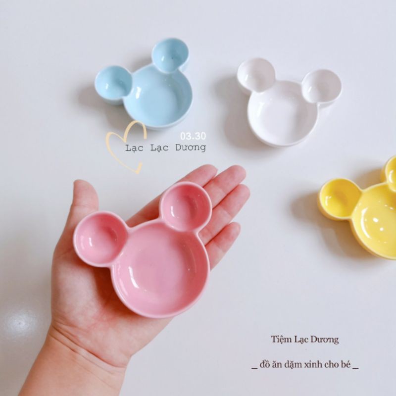 Bát đĩa ăn dặm gốm sứ hình Mickey cho bé, nhỏ xinh đáng yêu