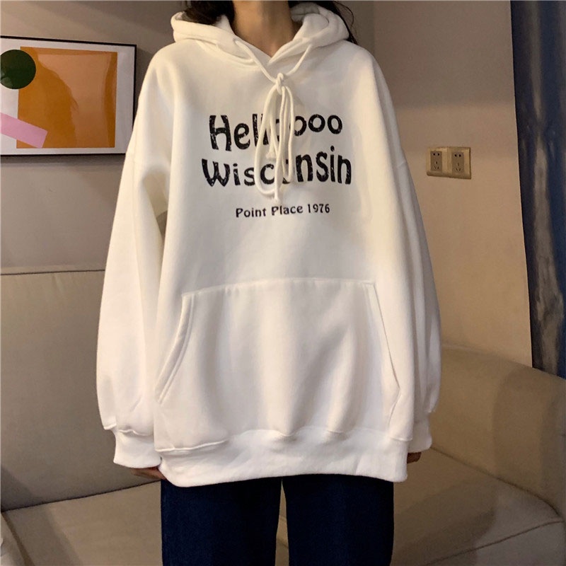 Áo Hoodies Có Nón Dài Tay In Chữ Thời Trang Mới