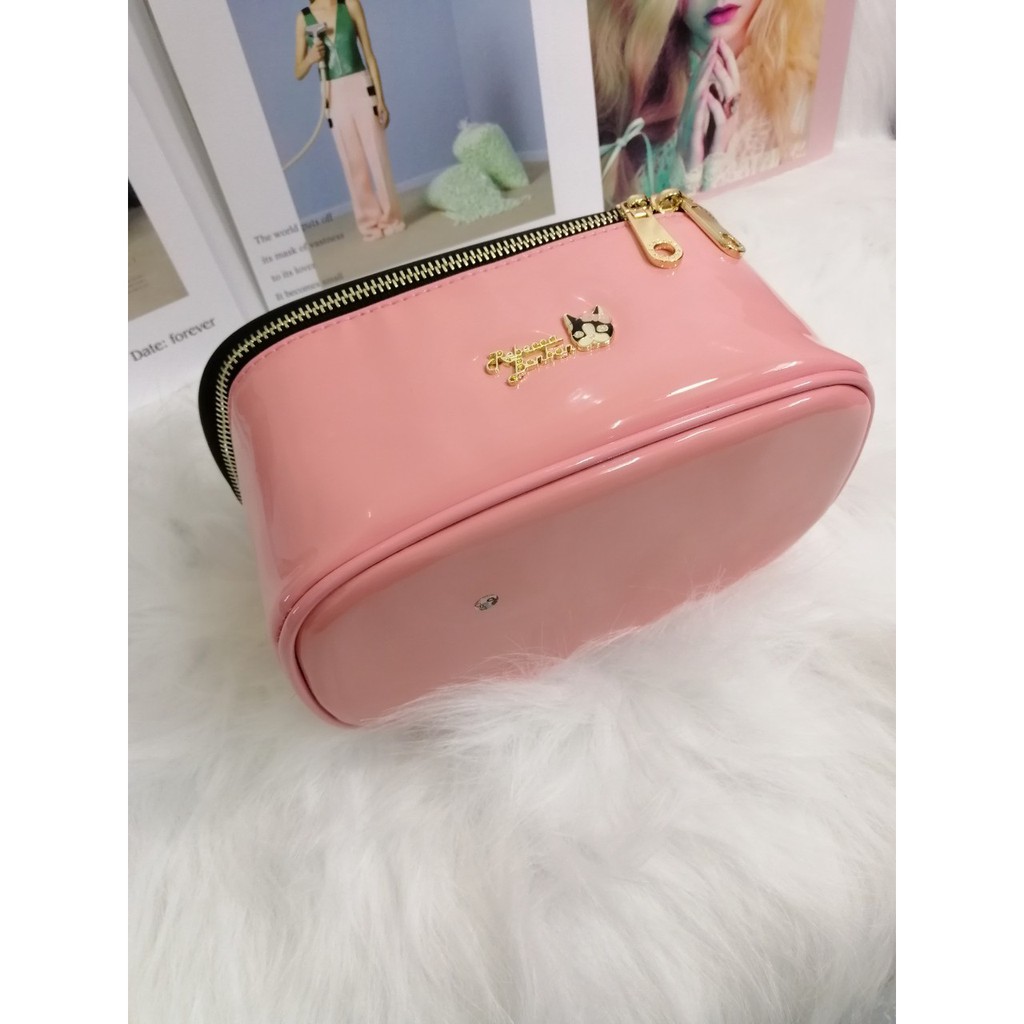 Hộp đựng mỹ phẩm có kính màu hồng PU #RebeccaBonbon chú cún Nhật Bản