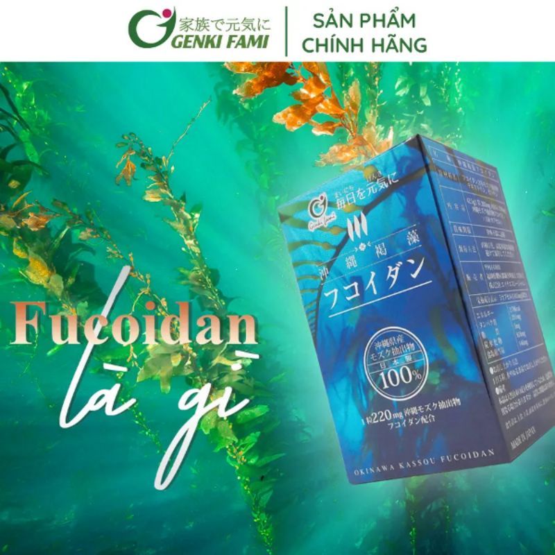 Fucoidan tăng cường sức đề kháng cho cơ thể, bảo vệ sức khỏe Genki Fami hộp 150 viên