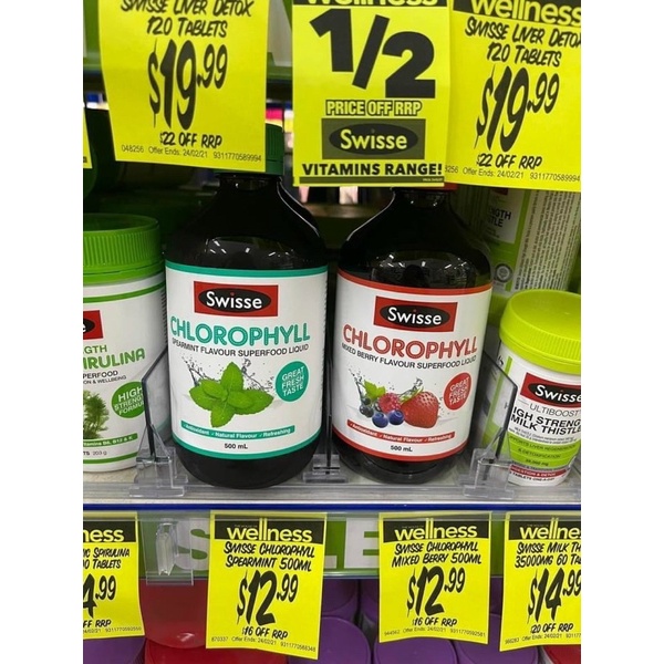 Nước diệp lục  thanh lọc cơ thể cho người từ 18 tuổi trở lên Swisse Chlorophyll, Úc