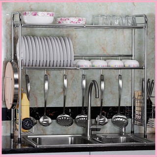 RE0557 Kệ để đồ inox 80cm 2 tầng -Kệ để bát đĩa inox phía trên chậu rửa 80cm -Giá inox để bát đũa