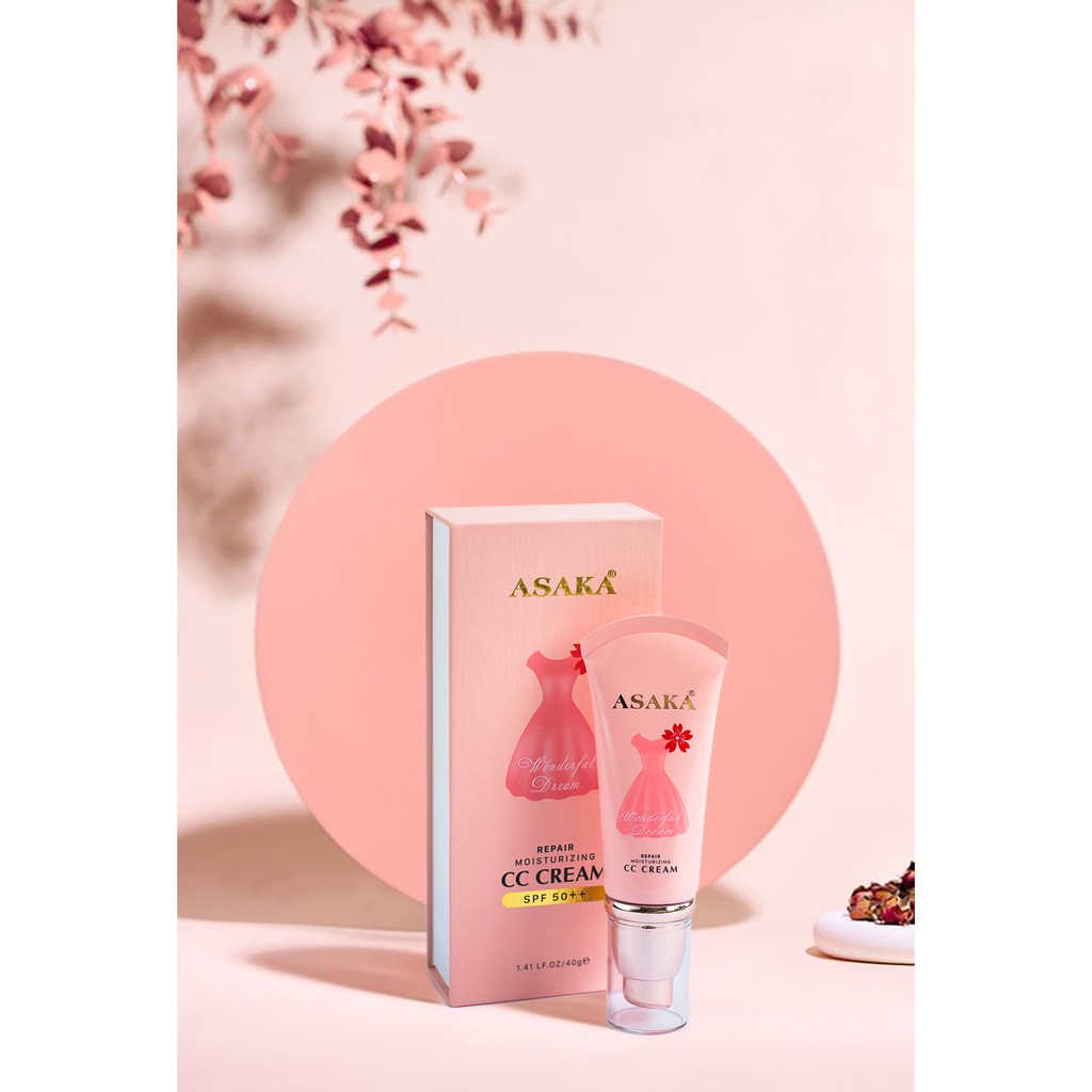 CC Cream ASAKA kem khuyết điểm - chống nắng cấp tốc - nâng tông sáng hồng tự nhiên Cream SPF50+ PA++++ 40g | BigBuy360 - bigbuy360.vn