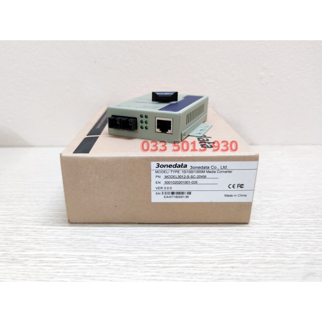 3Onedata Model 3012-S-SC-20KM – Converter quang 2 sợi Tốc độ 1Gbps