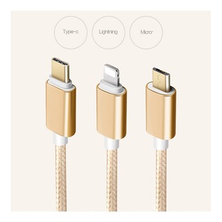 Cáp sạc 3 đầu Micro USB - Lightning - USB Type C