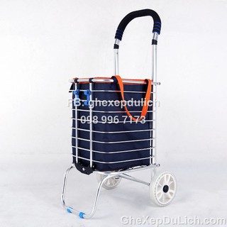 Xe Kéo Đi Chợ Kim Loại Kèm Túi Đựng Chống Thấm Nước Có Nắp