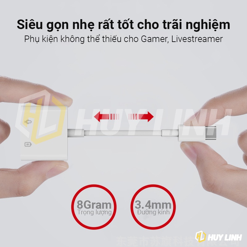 Jack cáp chuyển Type-C 2 in 1 ra 2 ngõ Type-C MH-CM33S hỗ trợ sạc nhanh 60W và micro đàm thoại