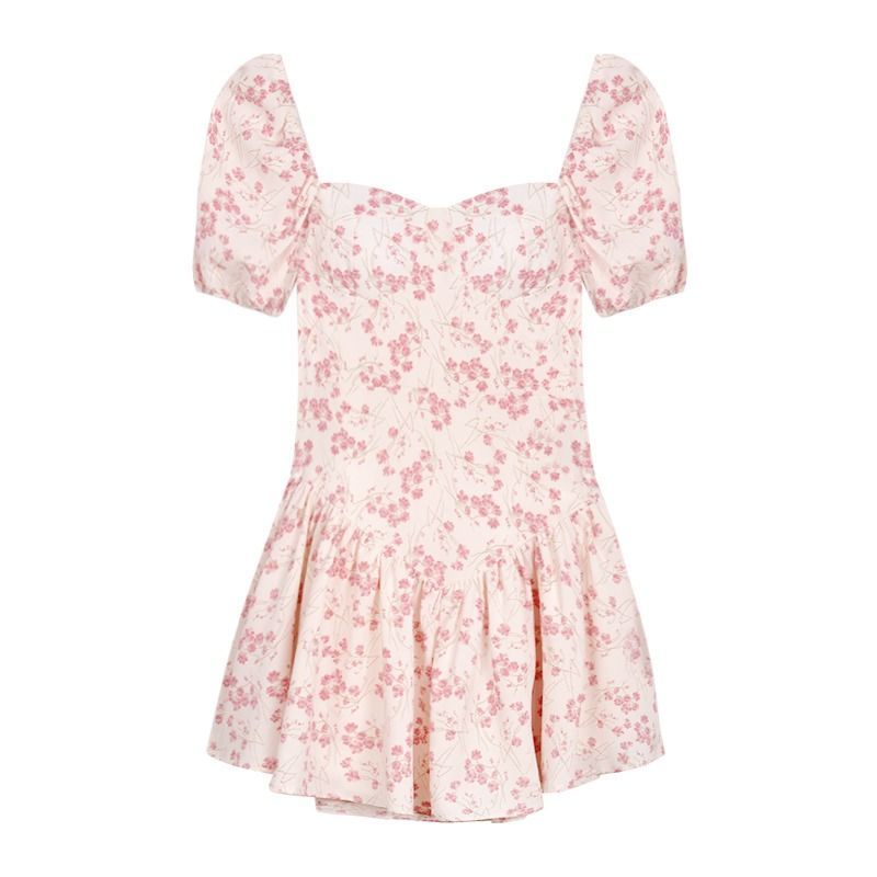 Đầm Tay Phồng Ngắn In Họa Tiết Hoa Thời Trang Đi Biển Mùa Hè Xinh Xắn Cho Nữ