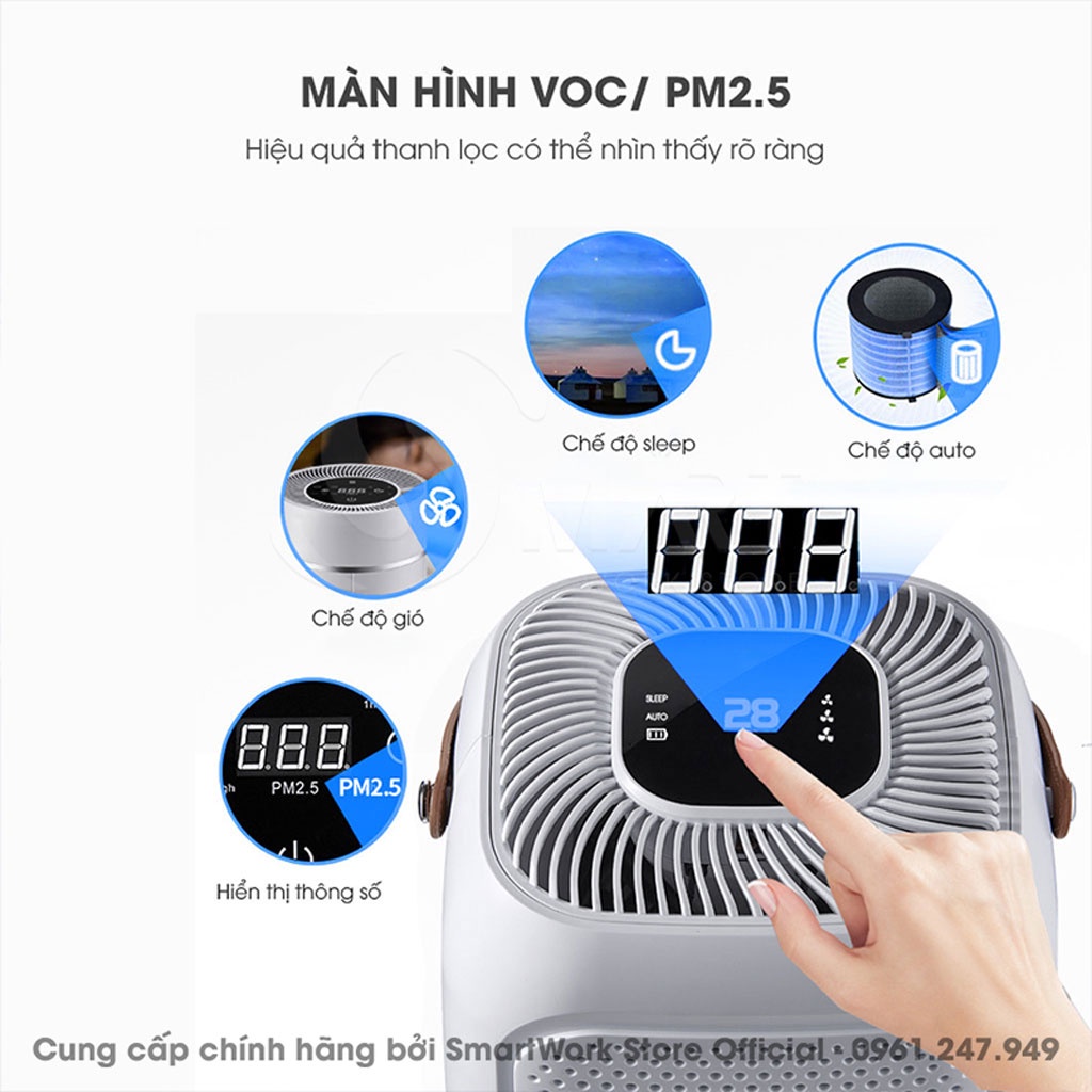 Máy Lọc Không Khí Hepa Air Prtifier Màn Hình LCD Cảm Ứng 5 Chế Độ / BH 12 Tháng