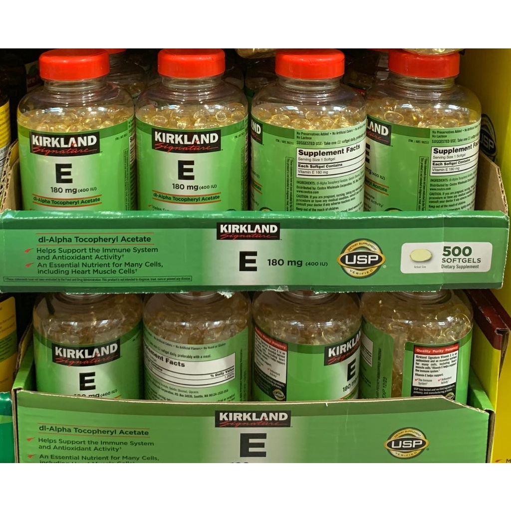 Viên uống bổ sung vitamin e date 7/2026 Kirkland 180mg hộp 500 viên - EDS Hàng Mỹ
