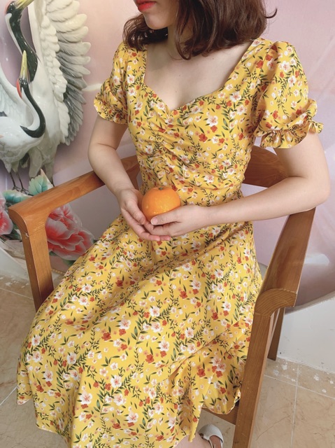 Váy Hoa Nhí cổ vuông xinh yêu