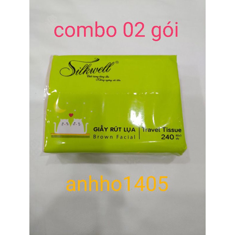 (TPHCM) Combo 02 gói khăn giấy Silkwell mèo siêu mịn 3 lớp 80 tờ