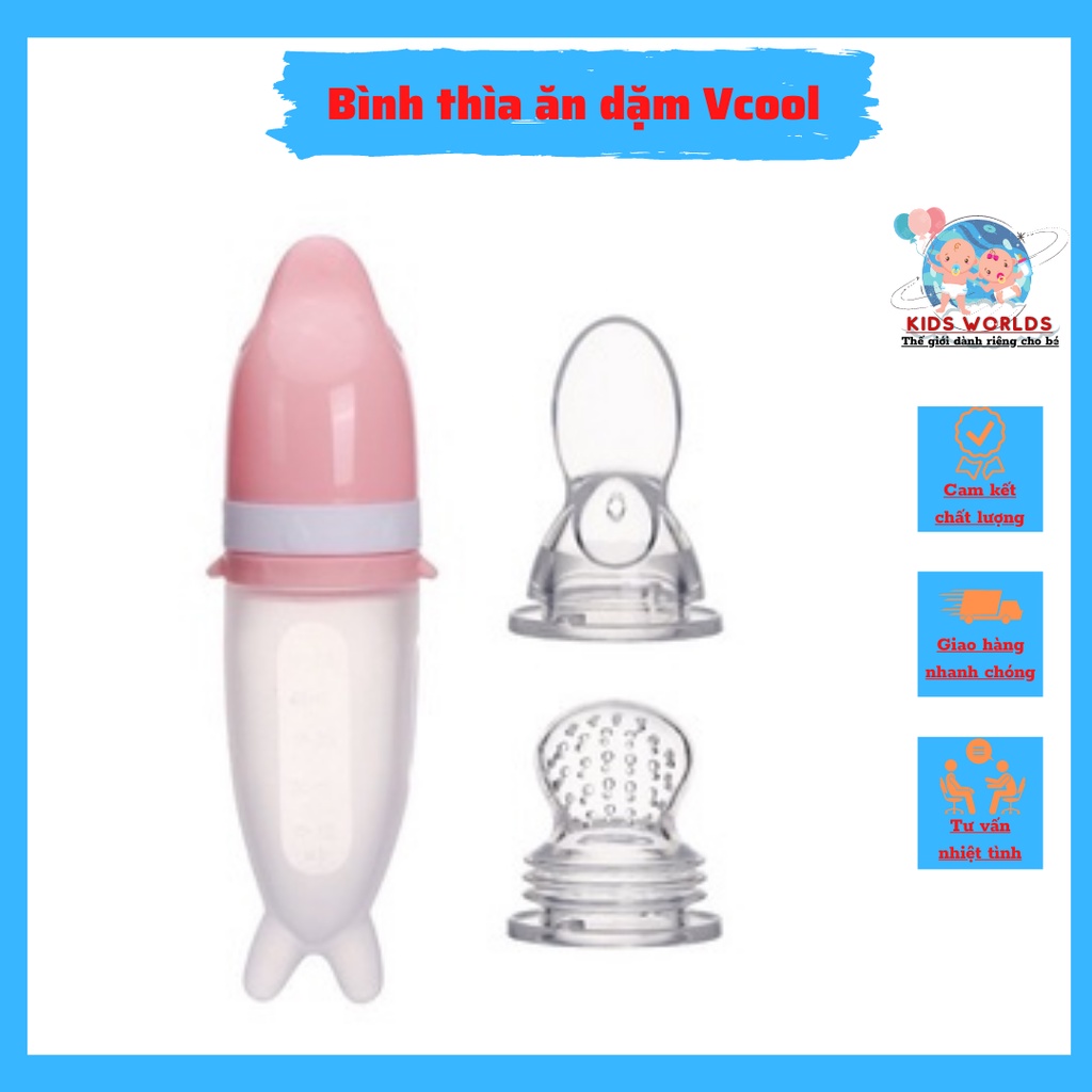 Bình thìa ăn dặm V-coool kèm túi nhai cho bé
