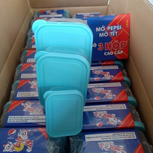 Bộ 3 hộp nhựa đựng thực phẩm, quà tặng từ Pepsi