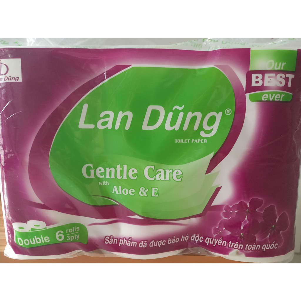 GIẤY VỆ SINH LÂN DŨNG TÍM KHÔNG LÕI 6 CUỘN ĐẸP MỊN, 3 LỚP