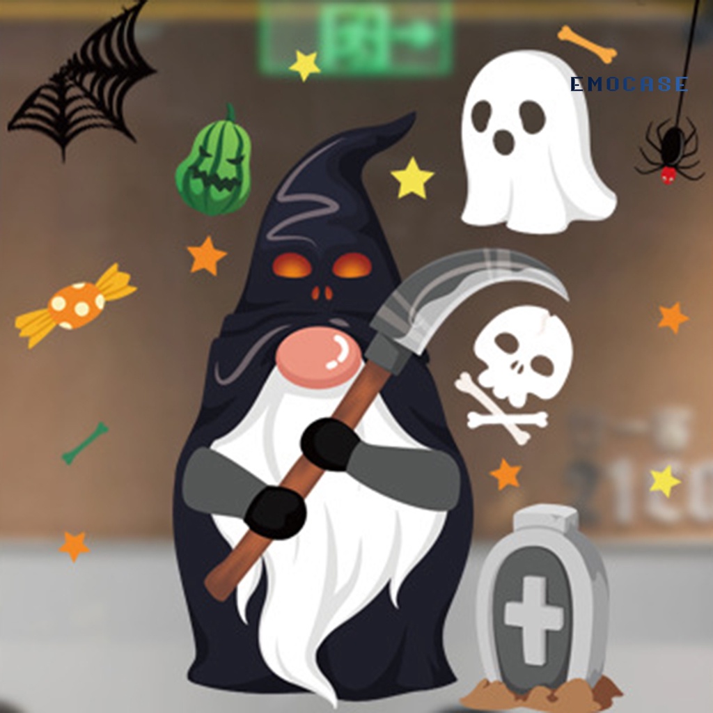 Miếng Dán Tĩnh Điện Bằng PVC Chống Nước Trang Trí Halloween Phù Thủy Pumpki