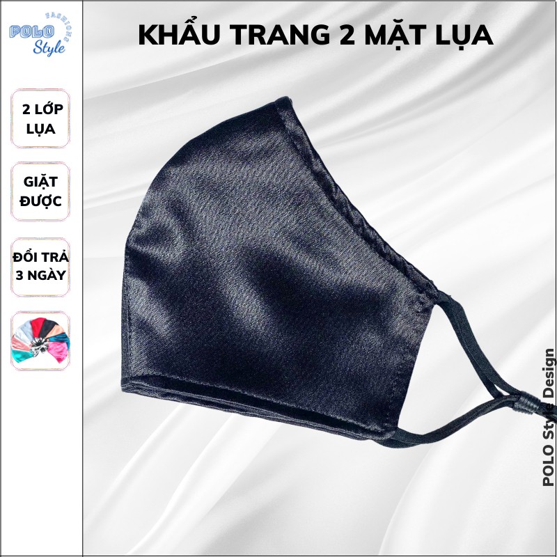 Khẩu trang 2 lớp Lụa POLO Style - Chống giọt bắn, không dính son, không đau tai, sử dụng ít nhất 6 tháng