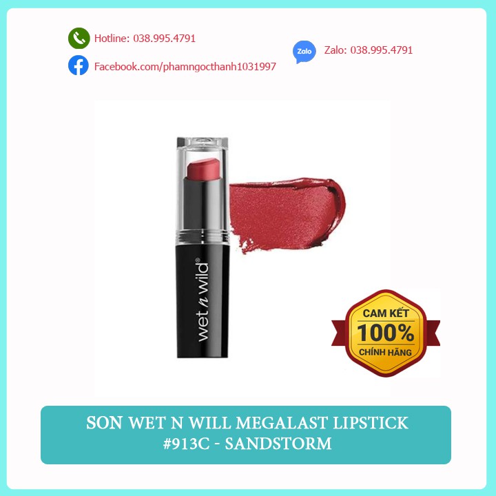 [CÓ TEM + VIDEO] Son thỏi WET N WILD Megalast Lipstick #913C - SandStorm