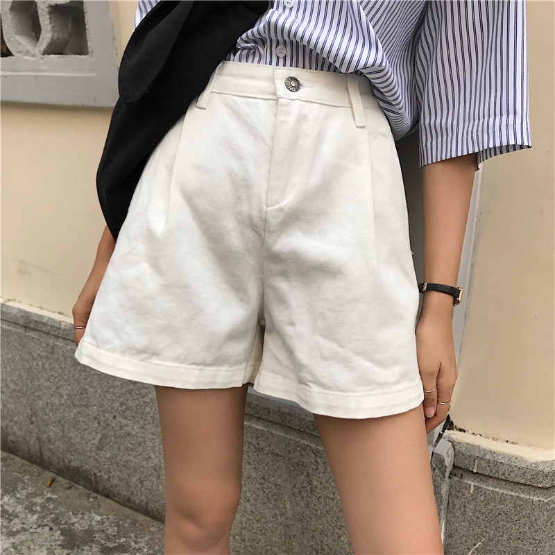 Quần Short Nữ Lưng Cao Ống Rộng Phong Cách Hàn Quốc
