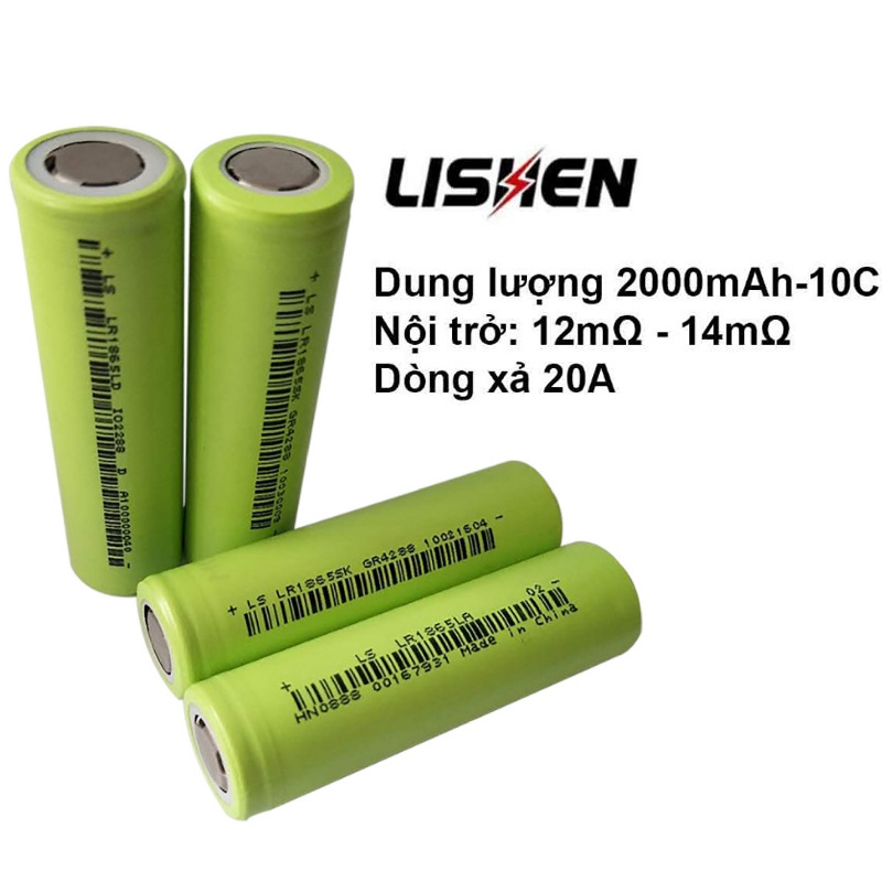 Cell pin 18650 Lishen xanh xả cao 20A 2000mAh