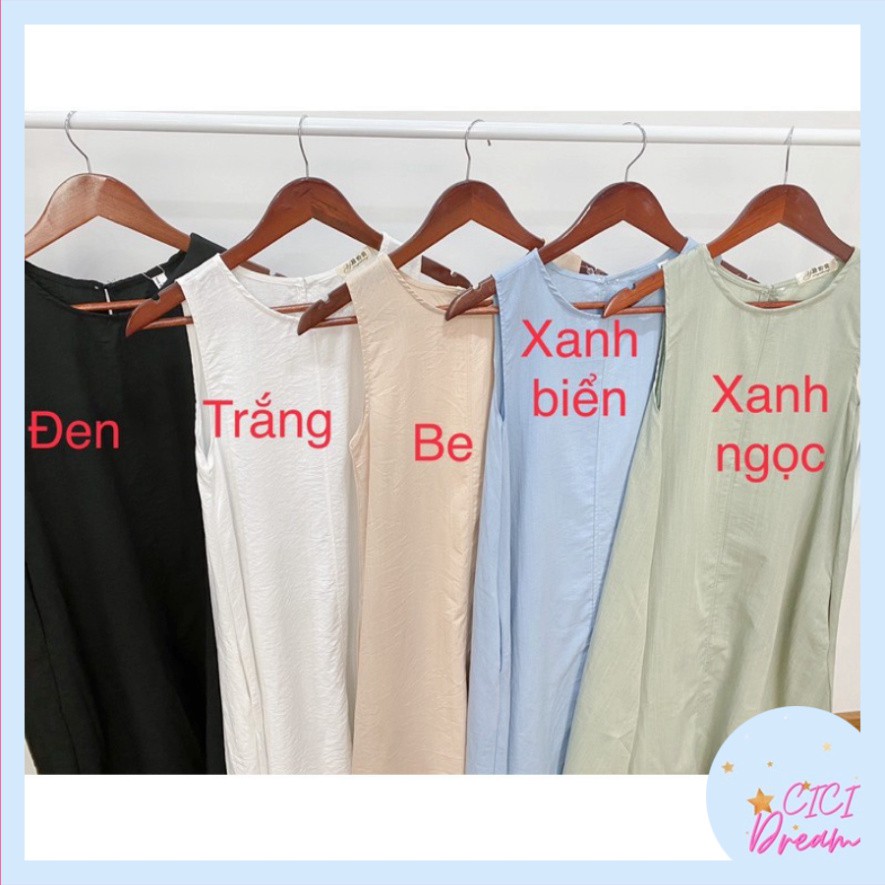 Váy - đầm ba lỗ dài dáng rộng xòe chất đũi khoét nách, Váy - đầm ba lỗ dài dáng rộng xòe chất đũi ba lỗ nhiều màu unisex