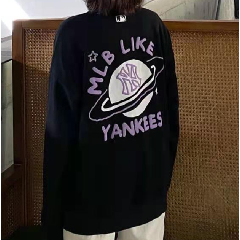 MLB Couples Fashion Cotton Sweatshirts Classic Planet doodle print Sports Casual Long Sleeve Crew Neck Coat Plus Size Unisex