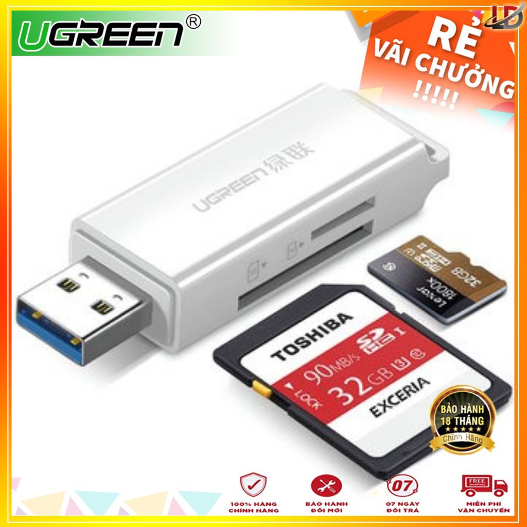 Đầu đọc thẻ nhớ SD và TF dạng móc treo USB 3.0 UGREEN CM104