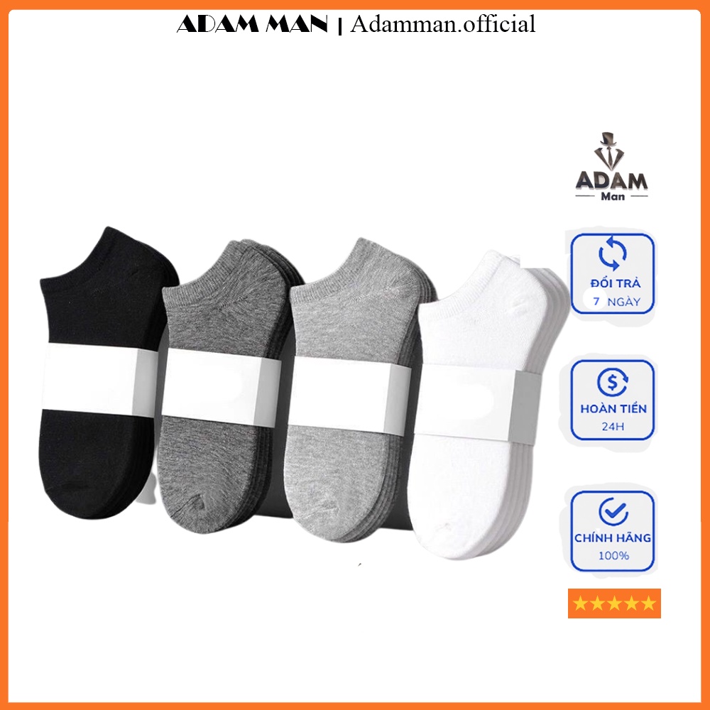 Tất nam ngắn cổ, 3 màu chất cotton chống hôi chân, kháng khuẩn cực tốt - Adam Man