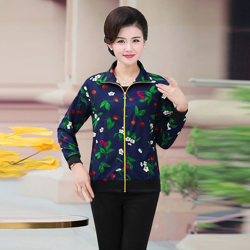 Thời trang trung niênஐ❏Trang phục cho mẹ Áo Jacket mùa thu dài tay dáng ngắn mẫu xuân khoác mỏng bà TRUNG NIÊN