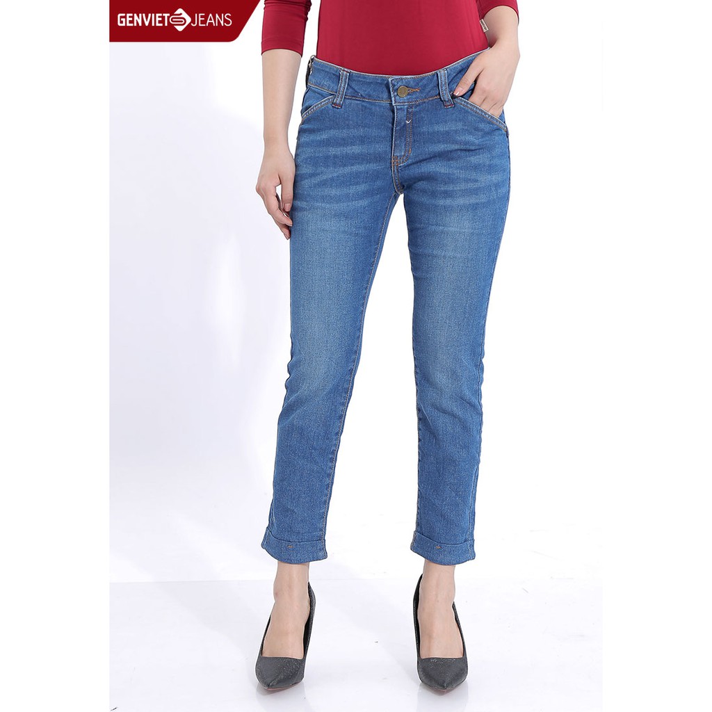 [Mã FAMALLT5 giảm 15% đơn 150k] [Mã FASHIONMALLT4 giảm 15% đơn 150k] Quần dài Jeans Nữ DQ103J217 GENVIET