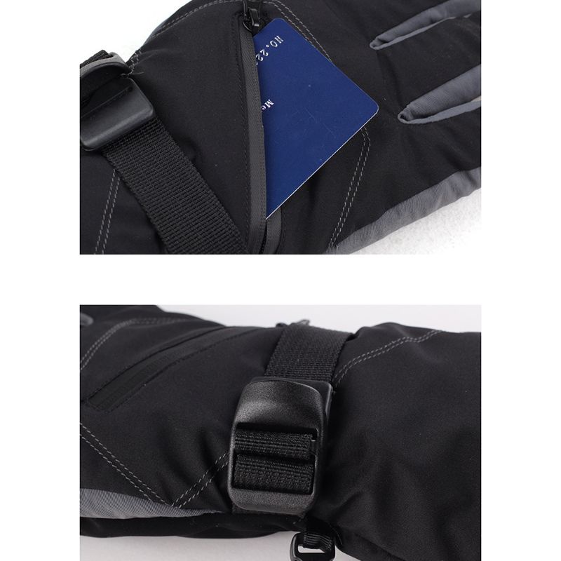 1 Đôi Găng Tay Giữ Ấm Chống Trượt Chống Thấm Nước Có Khóa Kéo Có Thể Điều Chỉnh Dành Cho Nam Nữ