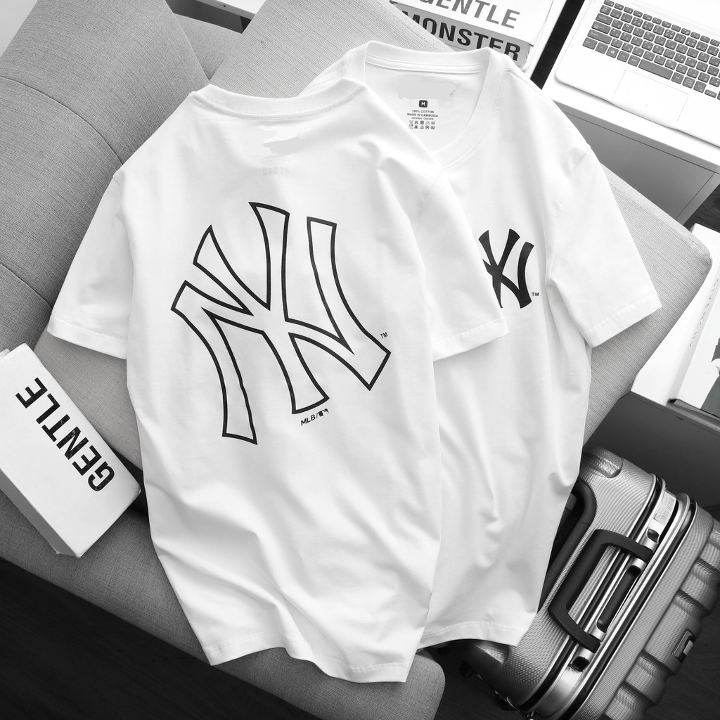 Áo Thun Đôi Nam Nữ NY Mẫu Chữ Đen In Nổi