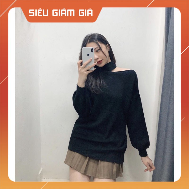Áo Len Xẻ Vai, Áo Len Form Giấu Quần Lệch Vai M2901-Teen 888