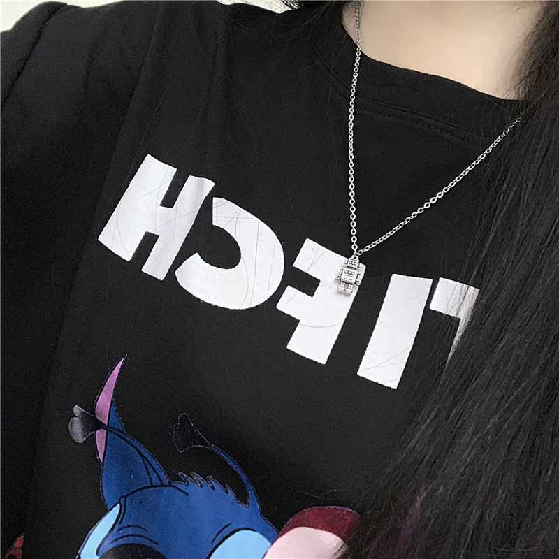 Dây chuyền hình mặt hình robot mini phong cách hiphop cho nam và nữ