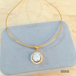 Kiềng đeo cổ nữ dạng kiềng dẻo mặt đá tròn viền đá cao cấp Orin D3332 đẳng cấp