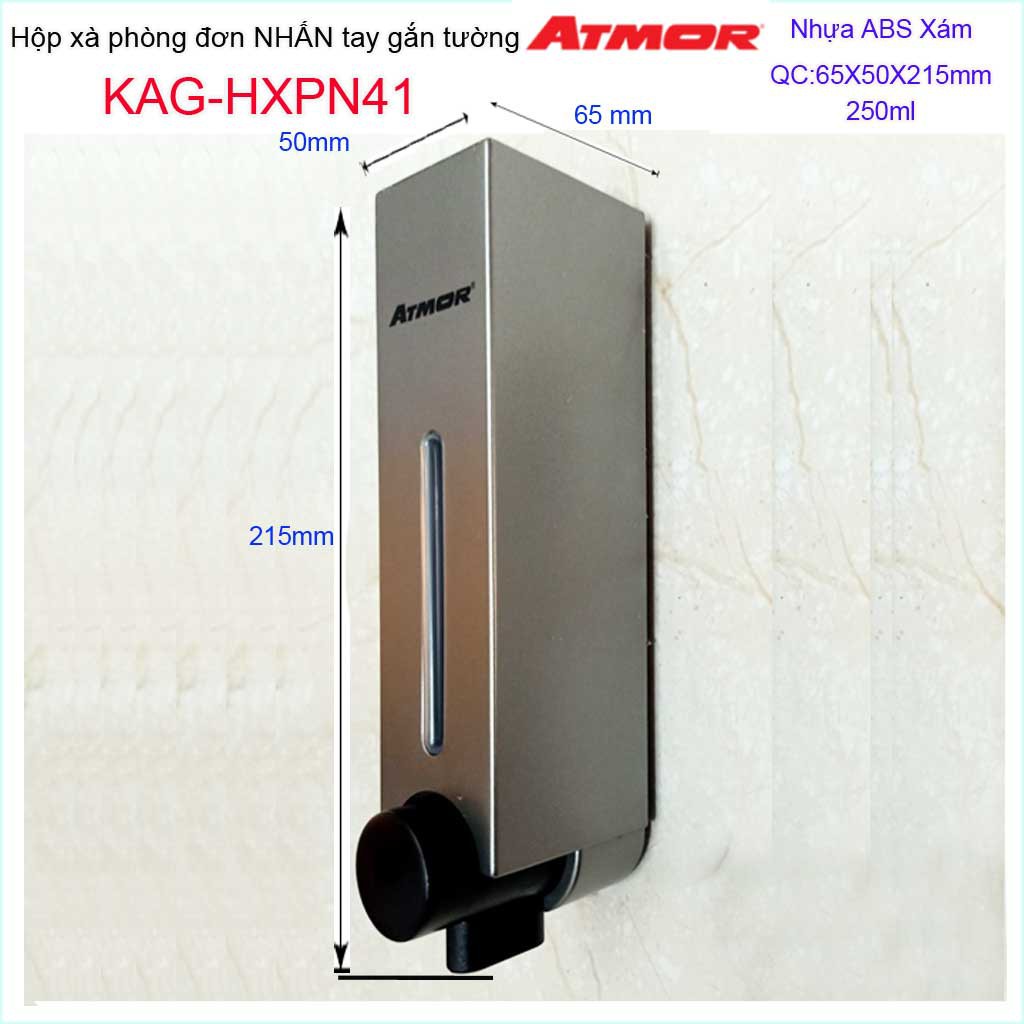 Hộp nhấn xà phòng Atmor KAG-HXPN41-Xám, hộp đựng xà phòng 250ml Dark grey nhấn êm thiết kế đẹp siêu bền