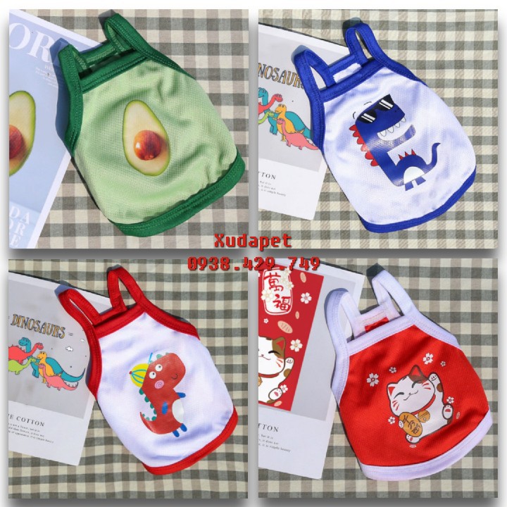 COMBO Siêu Rẻ 4 Áo 2 Dây Mát Mẻ Thời Trang Cho Chó Mèo Ngày Hè (Màu Ngẫu Nhiên) vải cotton cao cấp - SP005189