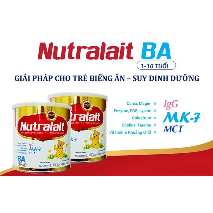 Combo 2 lon sữa bột Nutralait BA 700g