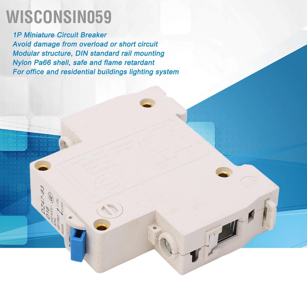 Wisconsin059 Bộ ngắt mạch thu nhỏ 63A 4500A Công suất Thiết bị bảo vệ dòng điện tắc 2
