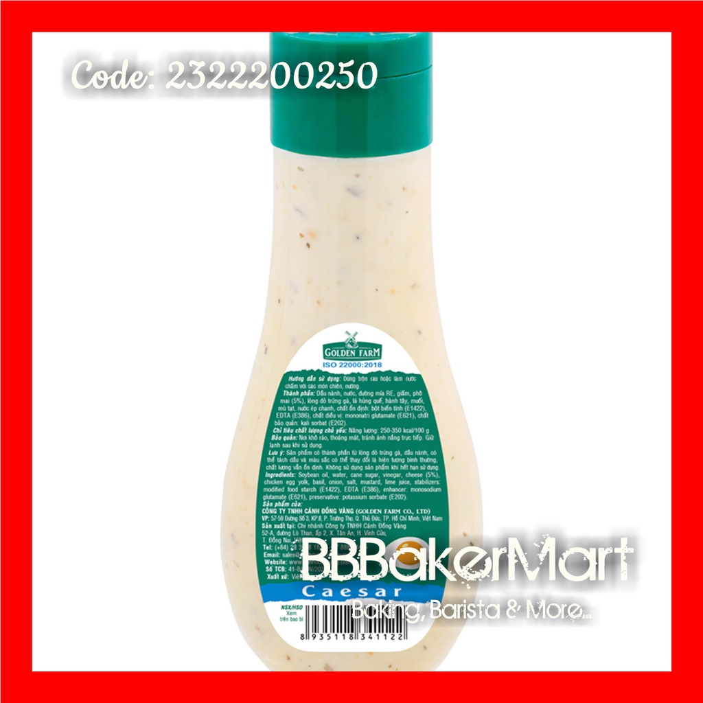 Xốt Salad PHÔ MAI CAESAR Dressing Golden Farm - Chai 250ml