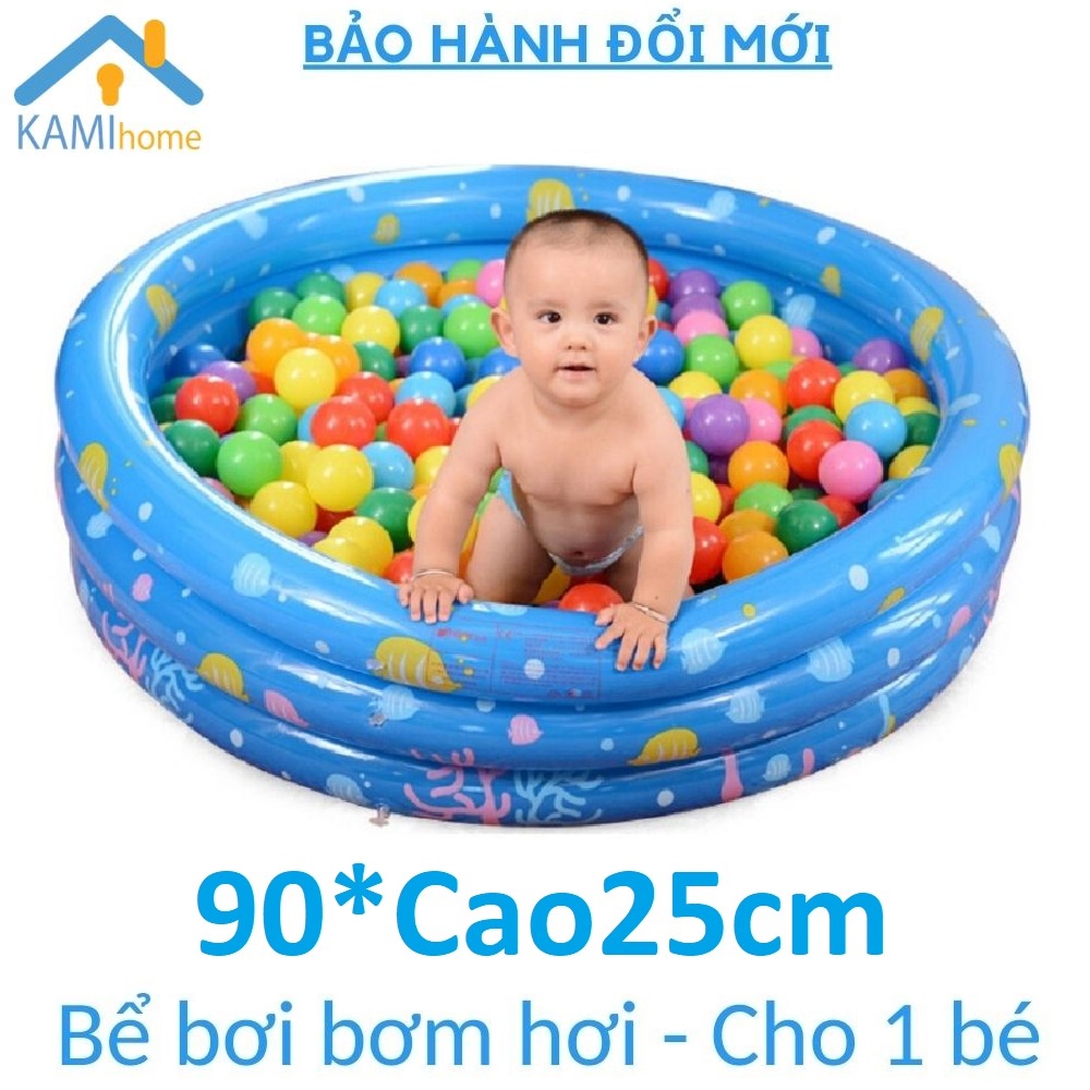 Bể bơi cho bé hình tròn ❤️90xCao25cm❤️ kiểu hồ phao bơm hơi gấp gọn làm nhà bóng trong nhà KamiVietNam