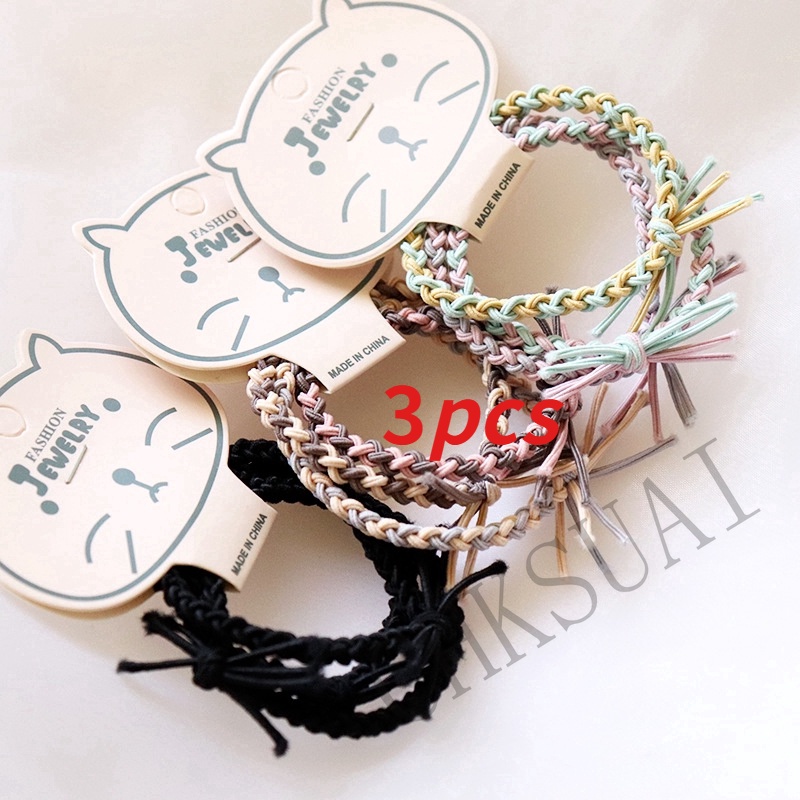 Bộ 3 dây buộc tóc bện hai tông màu