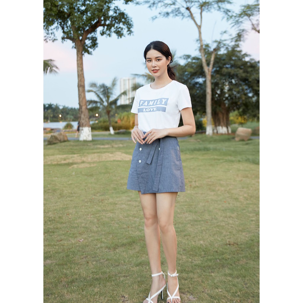 [Mã LTP50 giảm 50000 đơn 150000] Quần sooc giả váy, phối đai nơ Emspo QS1120 (Ghi, Đỏ)
