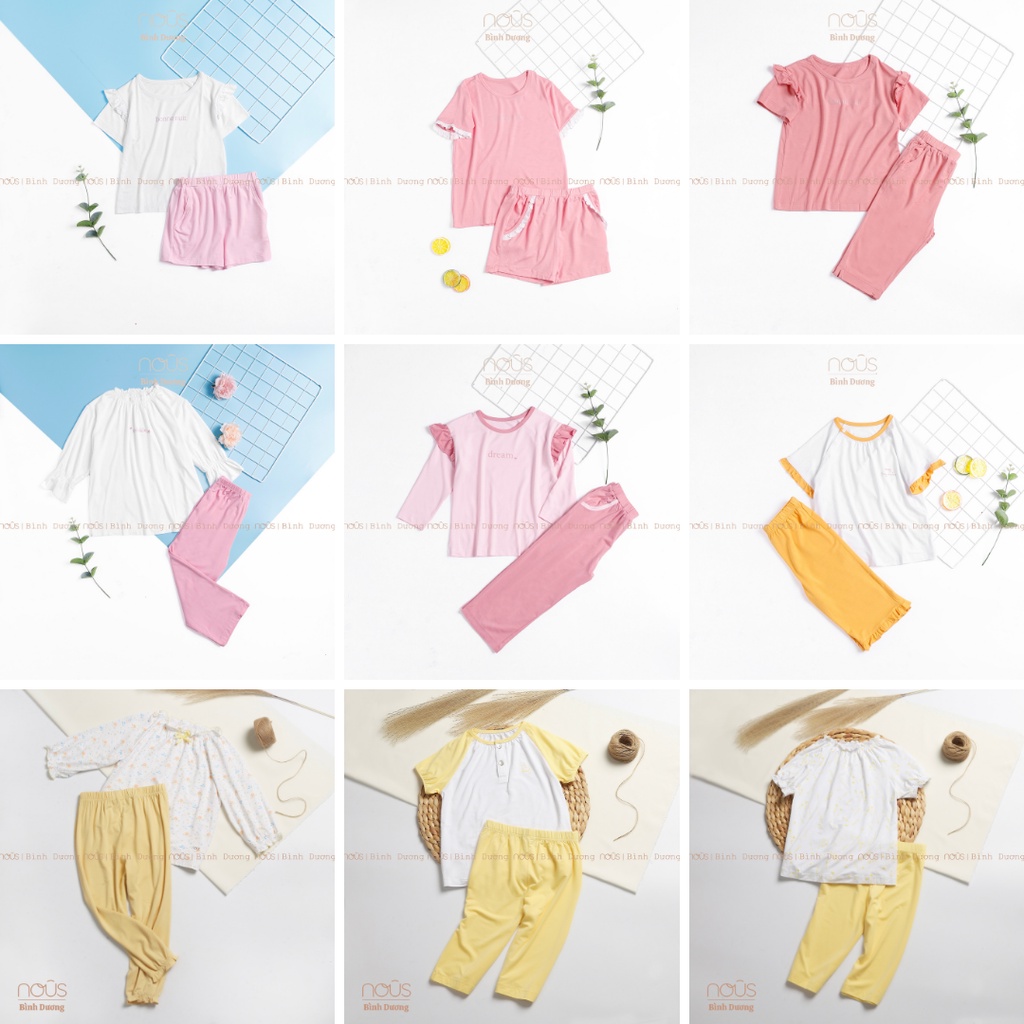 Bộ ngủ nous bé gái cộc tay, dài tay, pyjama họa tiết cho bé gái từ 2 đến 5 tuổi Nous Bình Dương