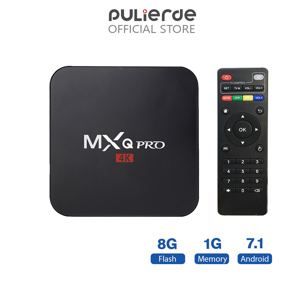 Đầu thu TV PULIERDE MXQ Pro 4K cho Android KODI chuyển đổi TV thường thành TV thông minh dung lượng 1GB 8GB